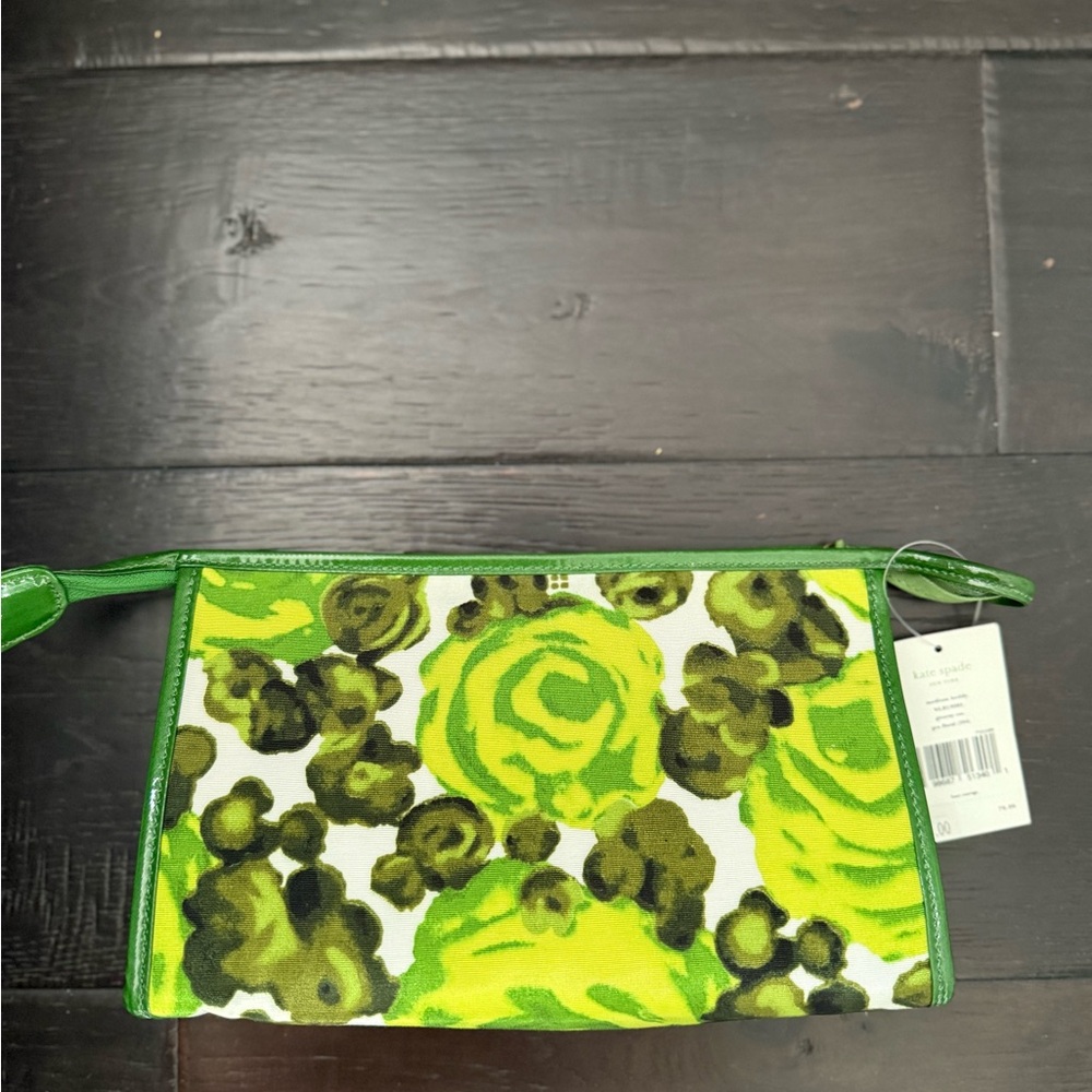 Kate Spade Green Floral Clutch/Zipper Bag - Picture 3 of 5